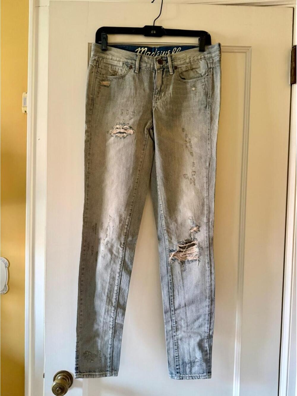 Madewell Skinny Jeans distressed 26 light gray